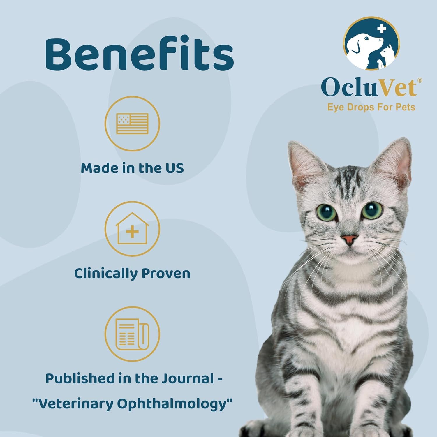 OcluVet Eye Drops dropper application for easy, gentle pet eye care.