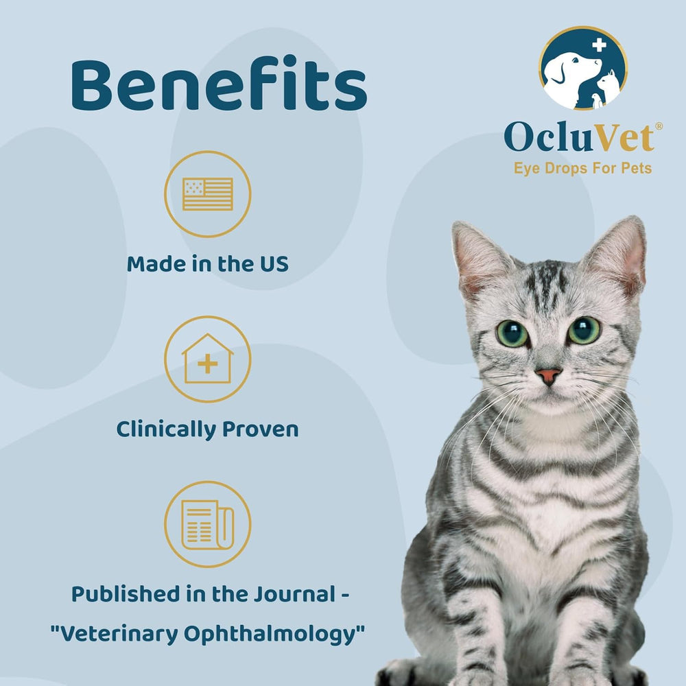 OcluVet Eye Drops dropper application for easy, gentle pet eye care.