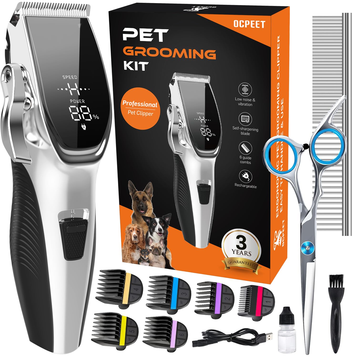 OCPEET clipper in hand for quiet, calm grooming sessions