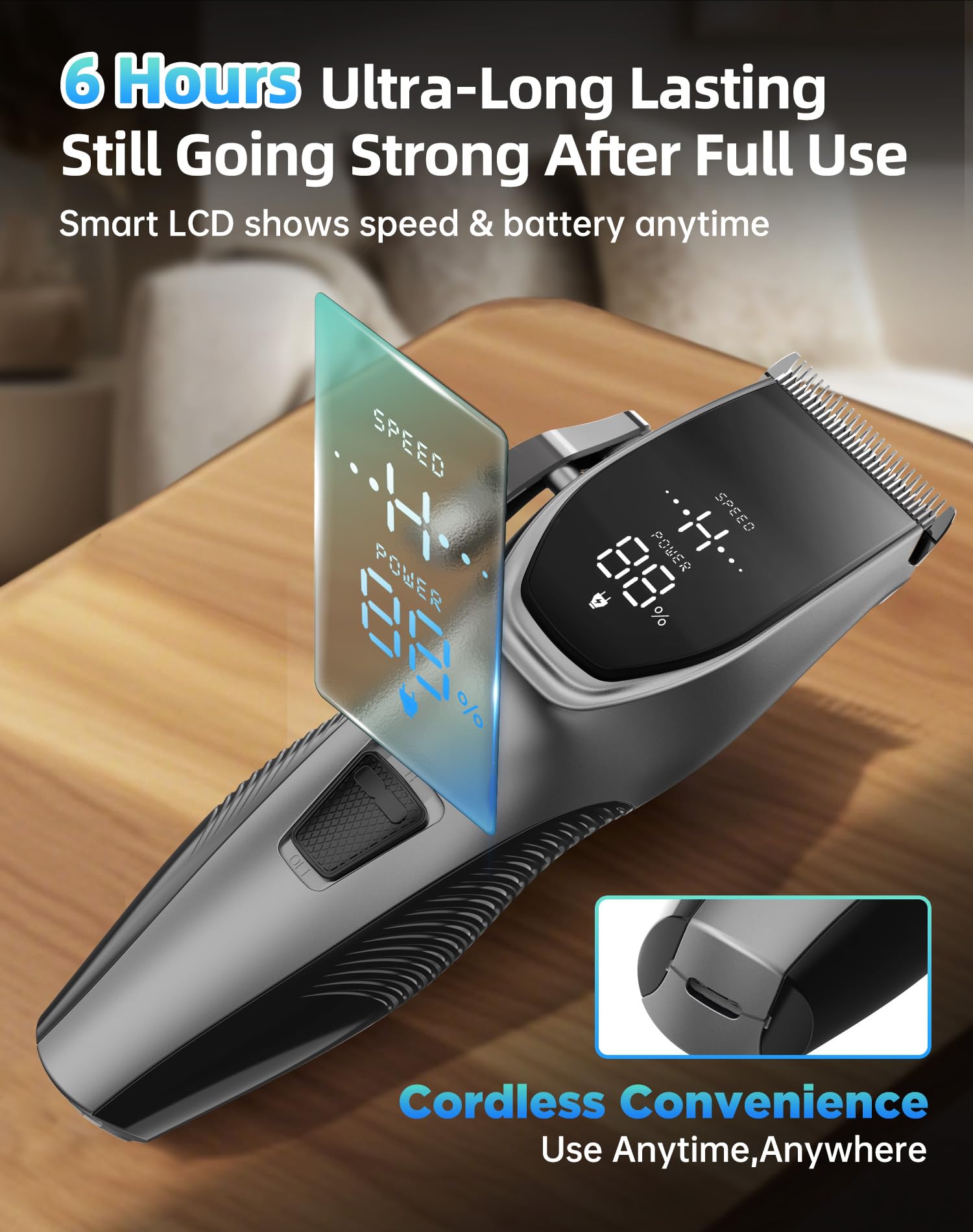OCPEET rechargeable cordless operation lets you groom anywhere