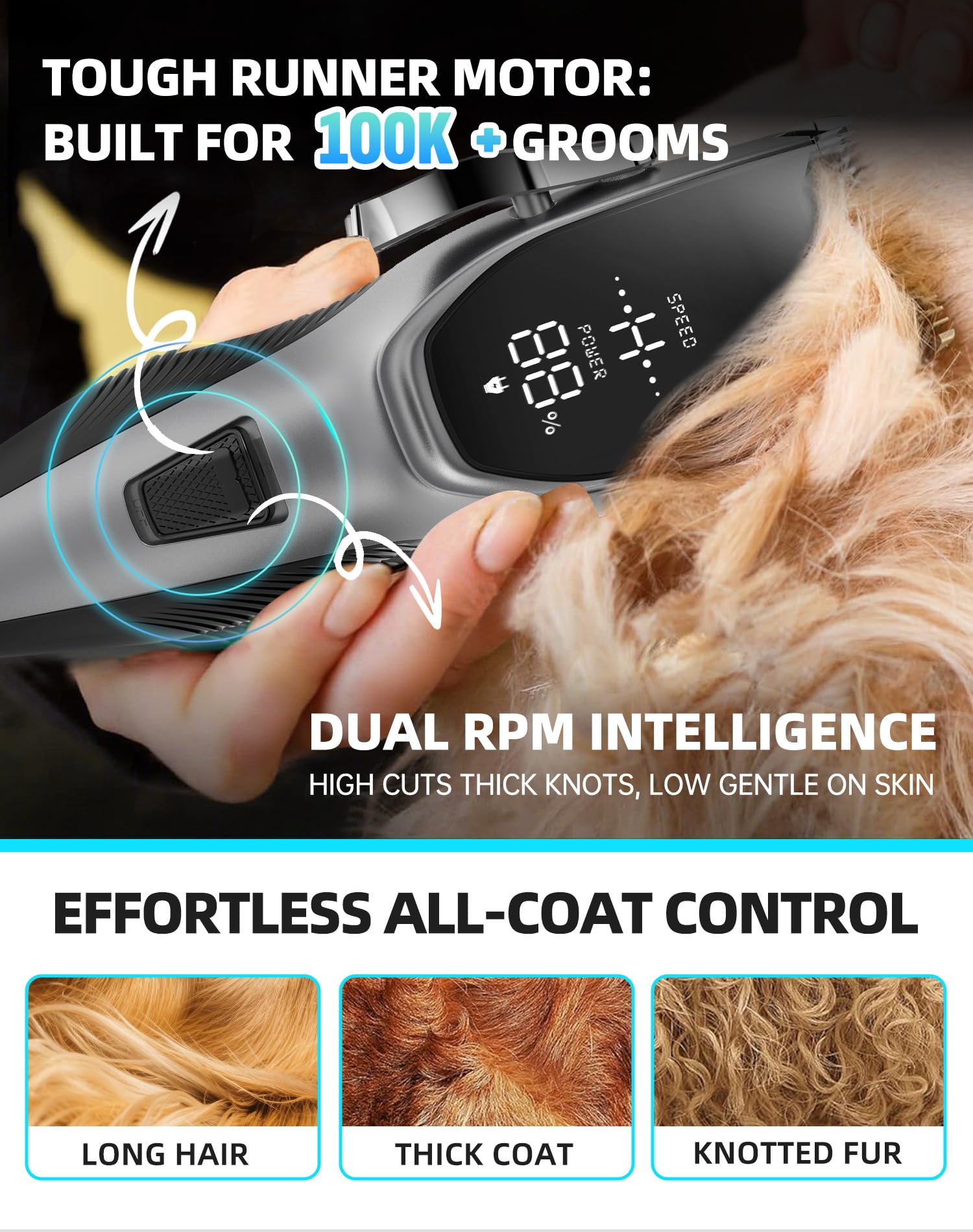 OCPEET six guard combs provide precise length control on any pet