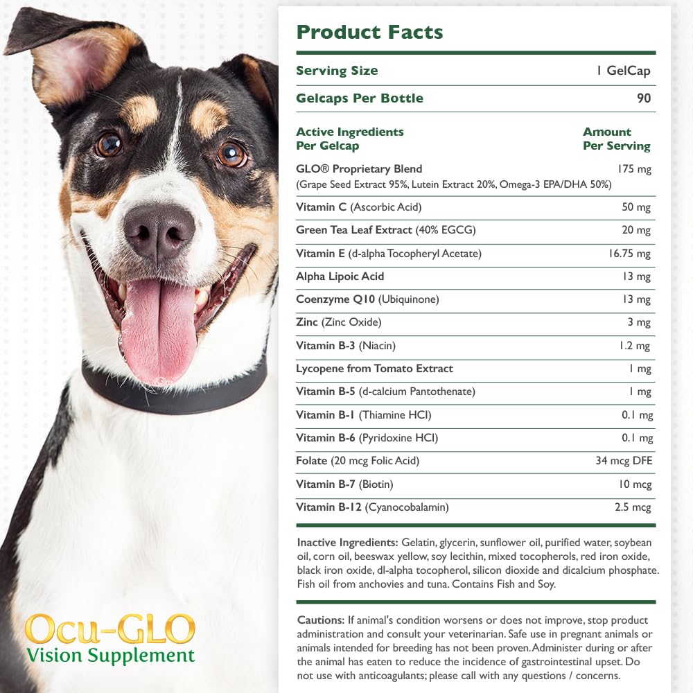Label highlights antioxidants for dog eye health in Ocu-GLO