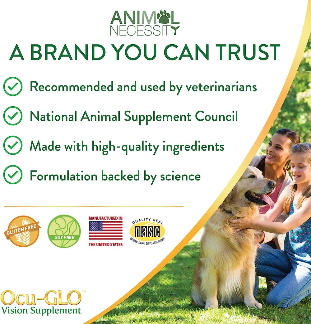 Vet-approved seal on Ocu-GLO packaging indicating expert backing