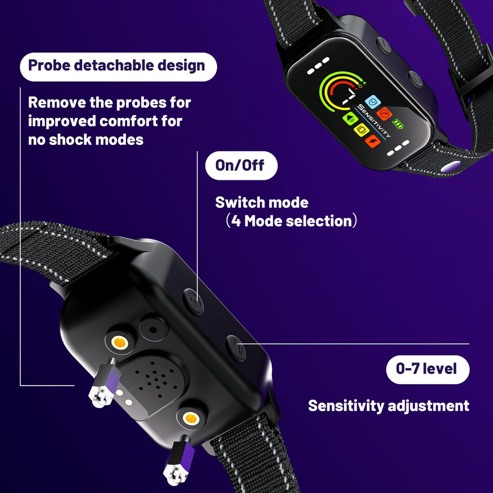 ODIFRBI bark collar size range visual showing 8–120 lb compatibility