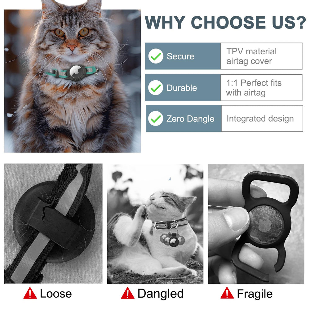 Odokele AirTag cat collar with reflective strips for night visibility.