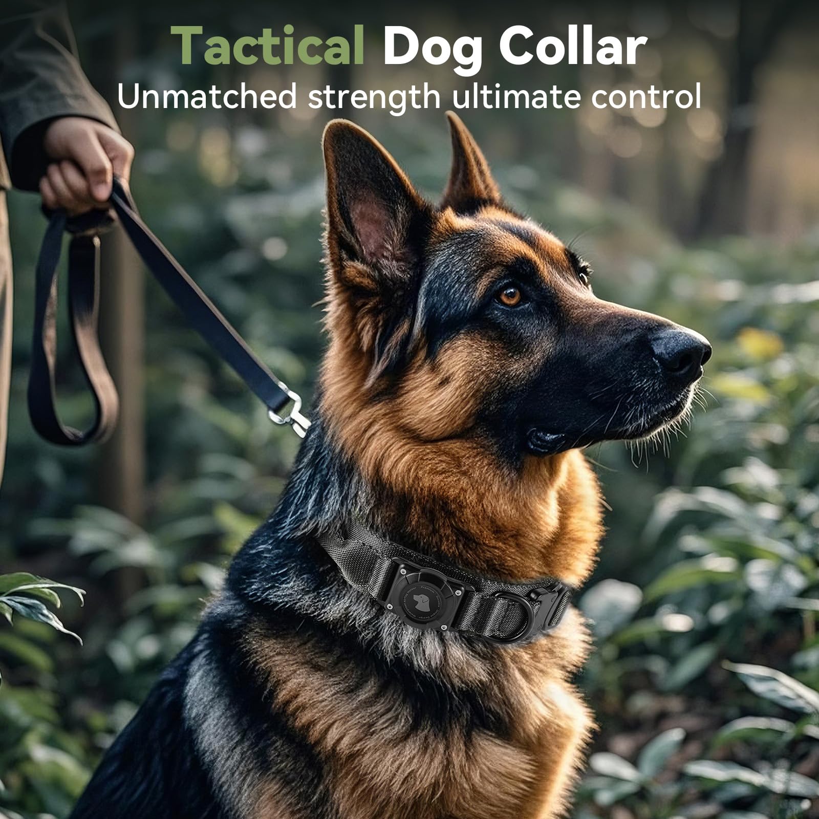 Odokele AirTag holder integrated on a tactical dog collar for secure tracking