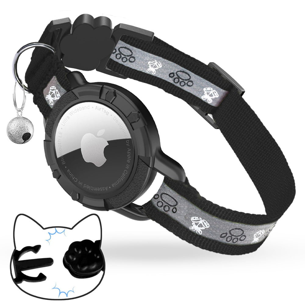 Odokele Breakaway AirTag Collar on a cat, secure wear with quick release.
