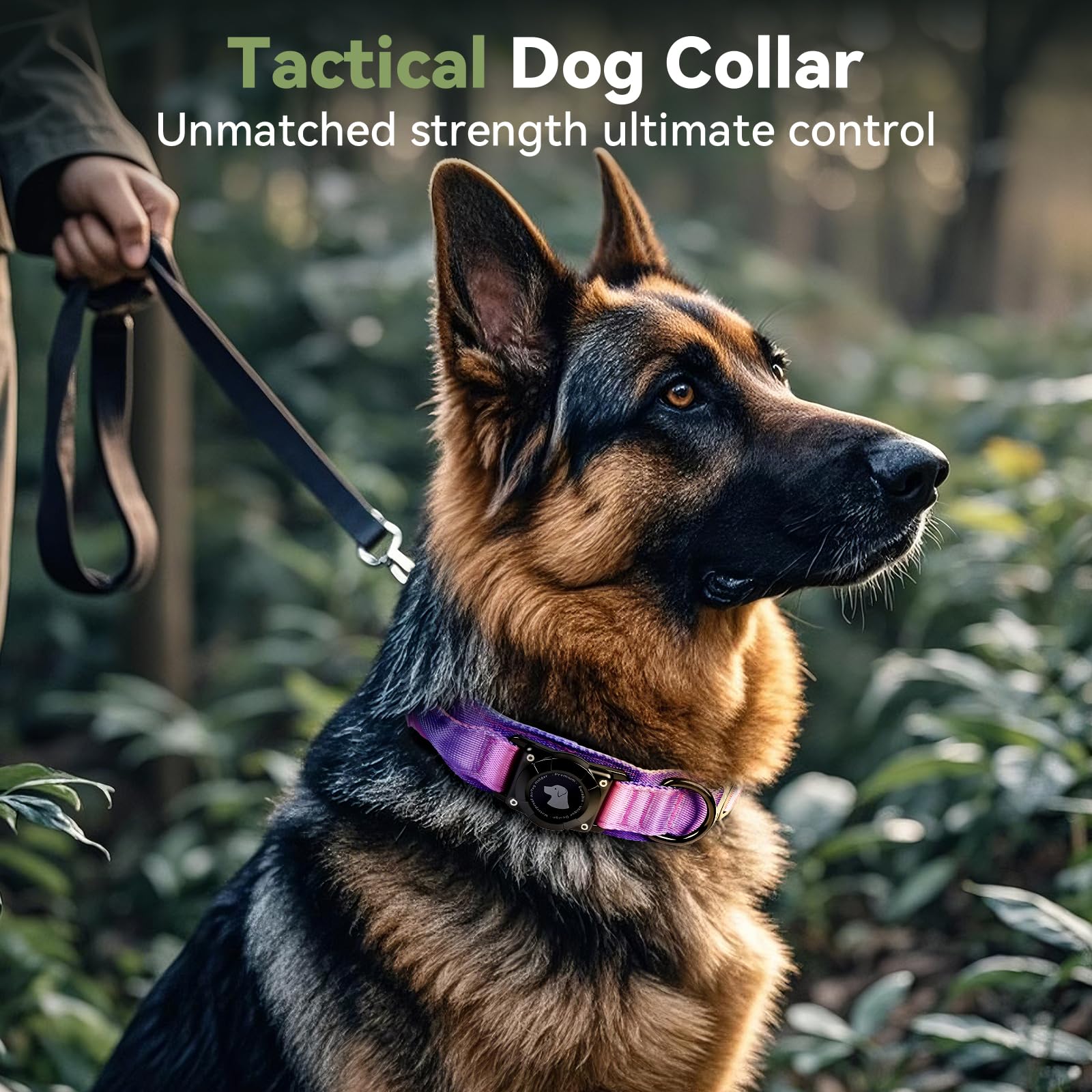 Odokele tactical dog collar with AirTag holder for secure outdoor tracking.
