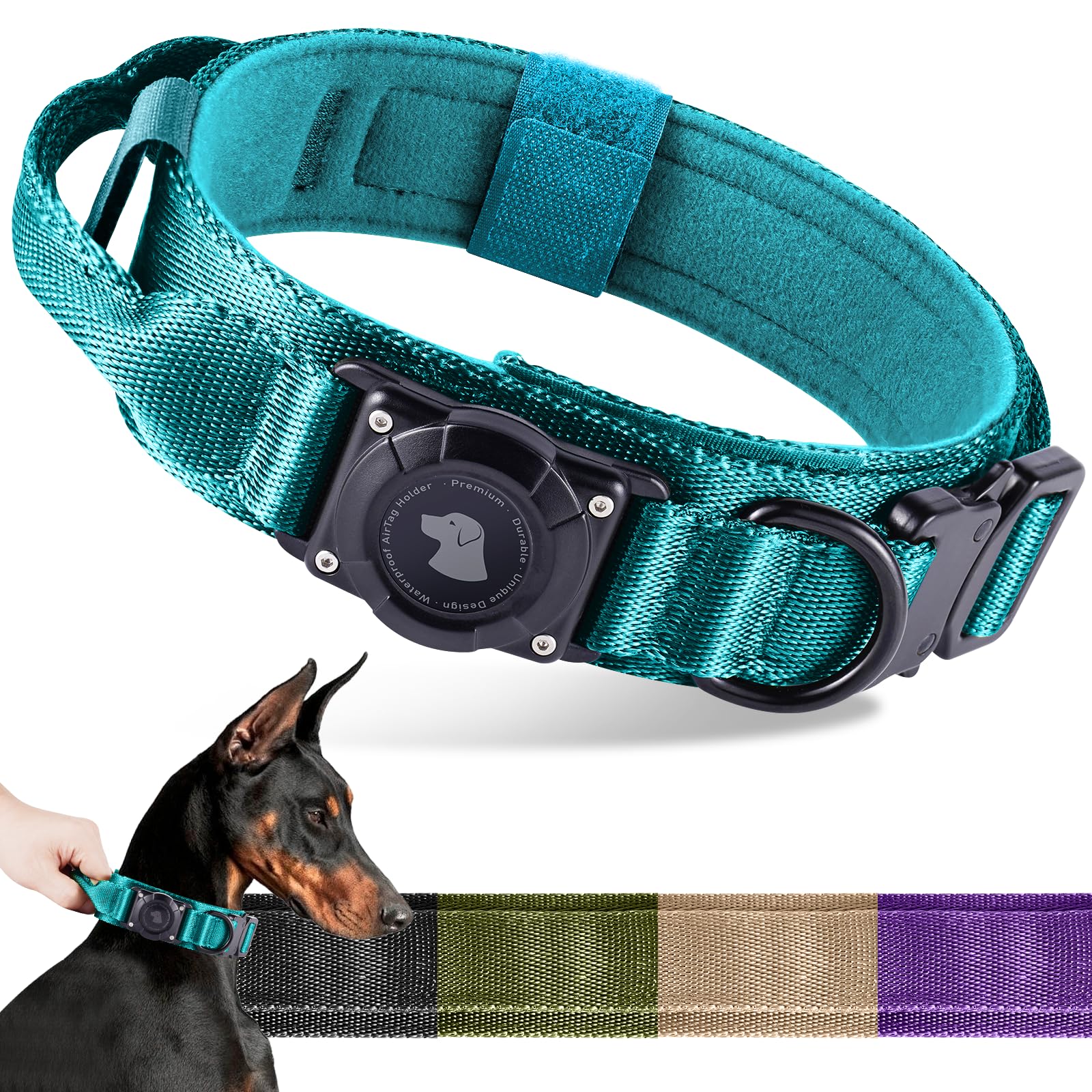 Odokele upgrade waterproof AirTag dog collar blue with secure holder for outdoor adventures