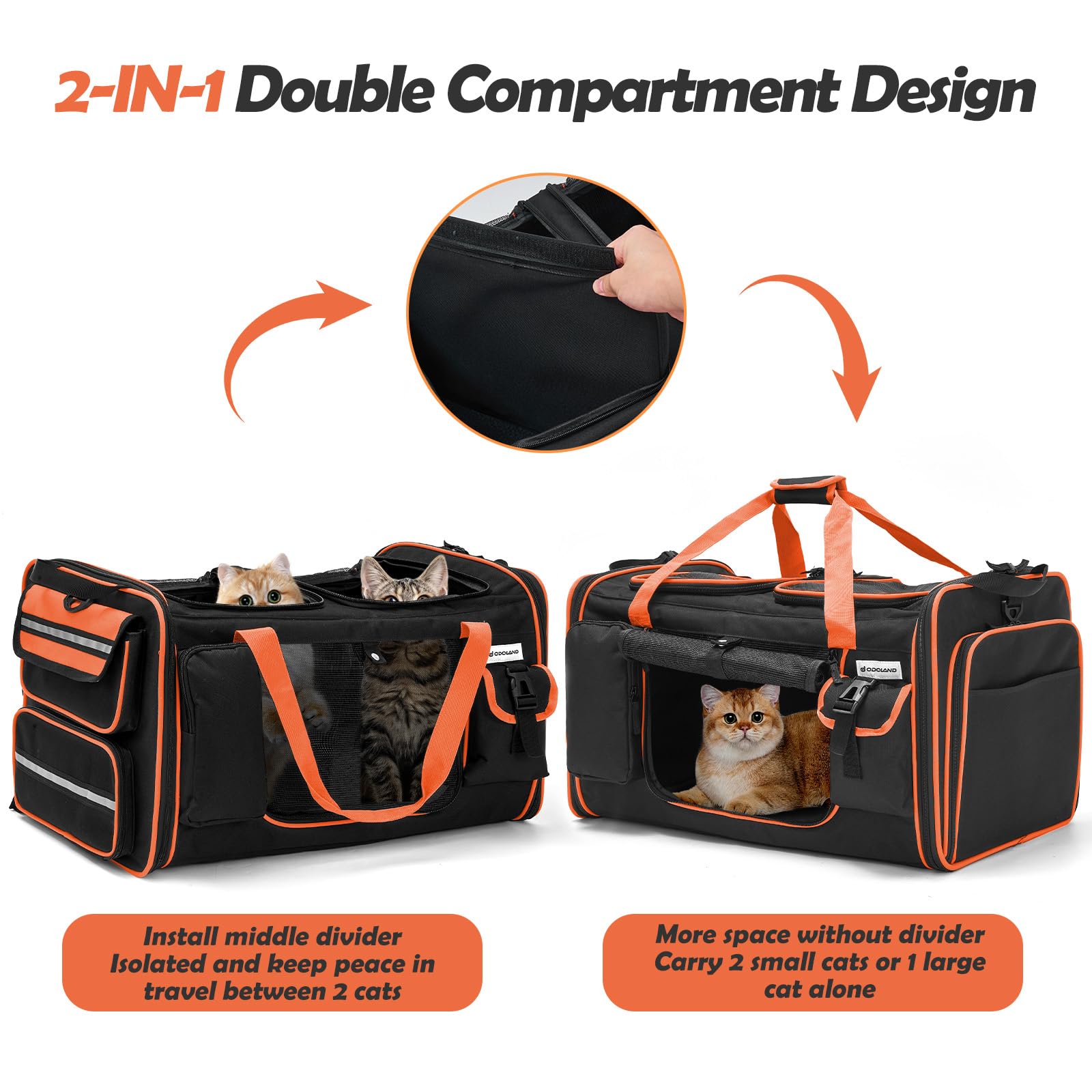 Odoland 360-degree mesh cat carrier for airflow during trips
