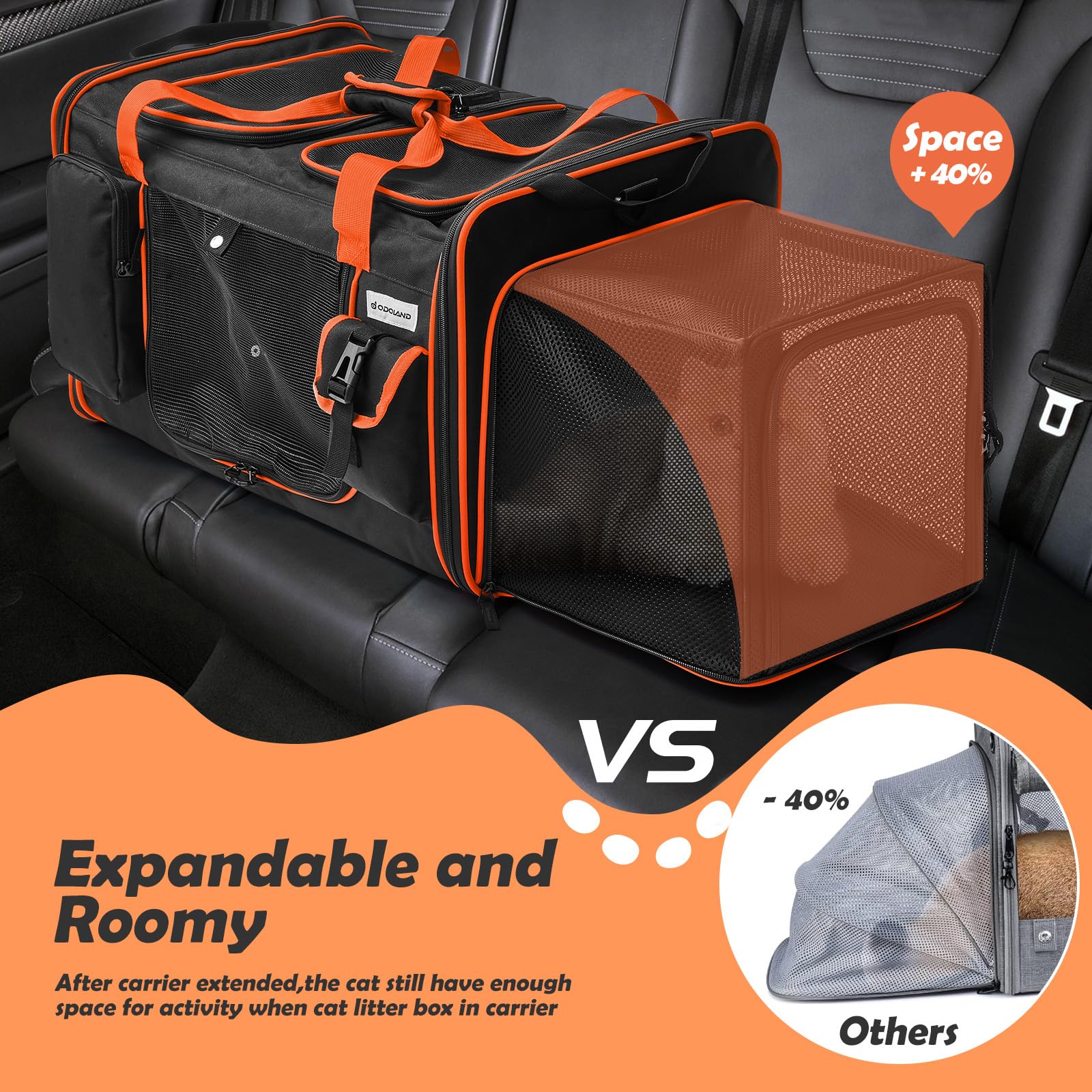 Odoland car travel security features with belts and locks