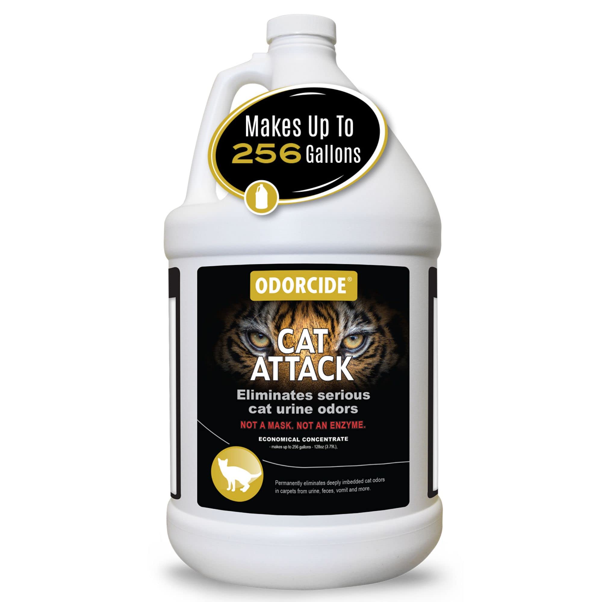 Odorcide Cat Attack bottle with apricot fragrance neutralizes cat odors.