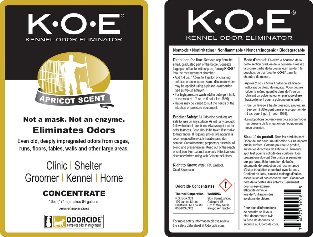 Odorcide K.O.E. apricot on floors illustrates odor source reach