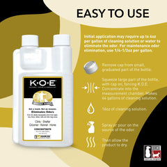 Odorcide K.O.E. apricot sprayer application in kennels for quick odor control