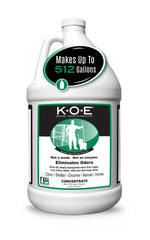 Odorcide KOE bottle pour demonstrates easy application for kennel odors.