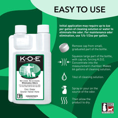 Odorcide K.O.E concentrate-dilution demonstrating flexible odor control for maintenance