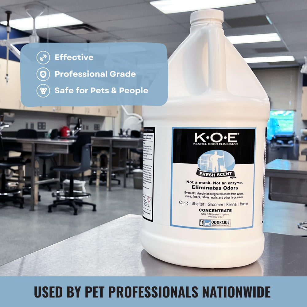 Odorcide K.O.E. Fresh Scent label highlights non enzyme biodegradable formula