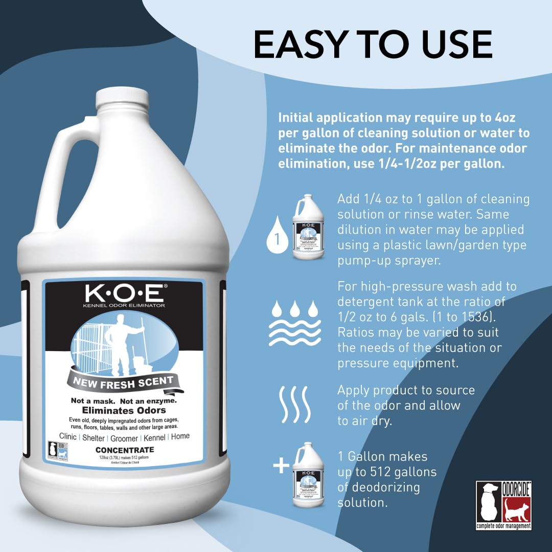 Odorcide K.O.E. Fresh Scent spray action shows easy application to large areas