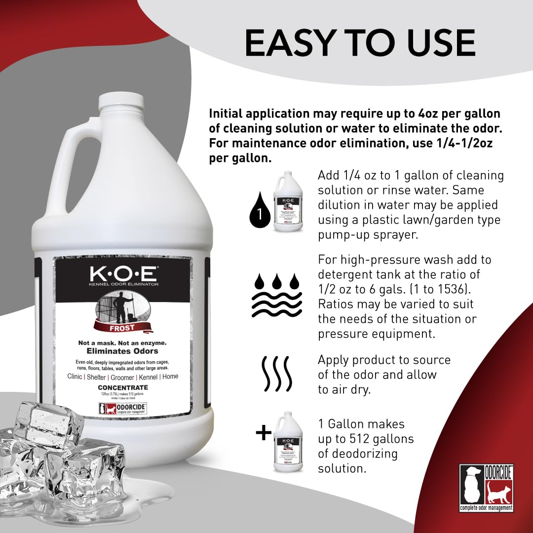Odorcide K.O.E kennel area application for quick odor treatment.
