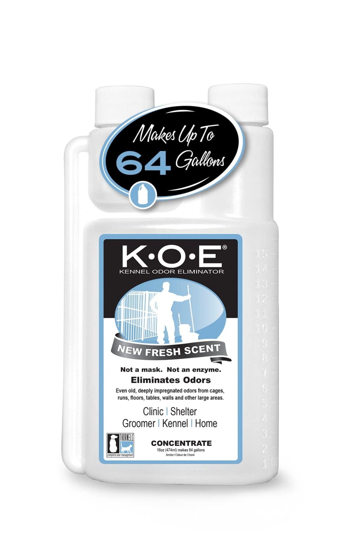 Odorcide K.O.E kennel odor eliminator bottle neutralizes cage odors for spaces with pets