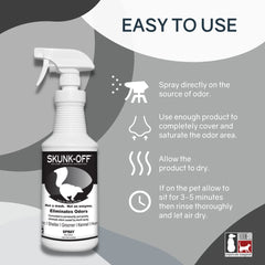 Odorcide Skunk Off applied to a pet to safely neutralize skunk odor