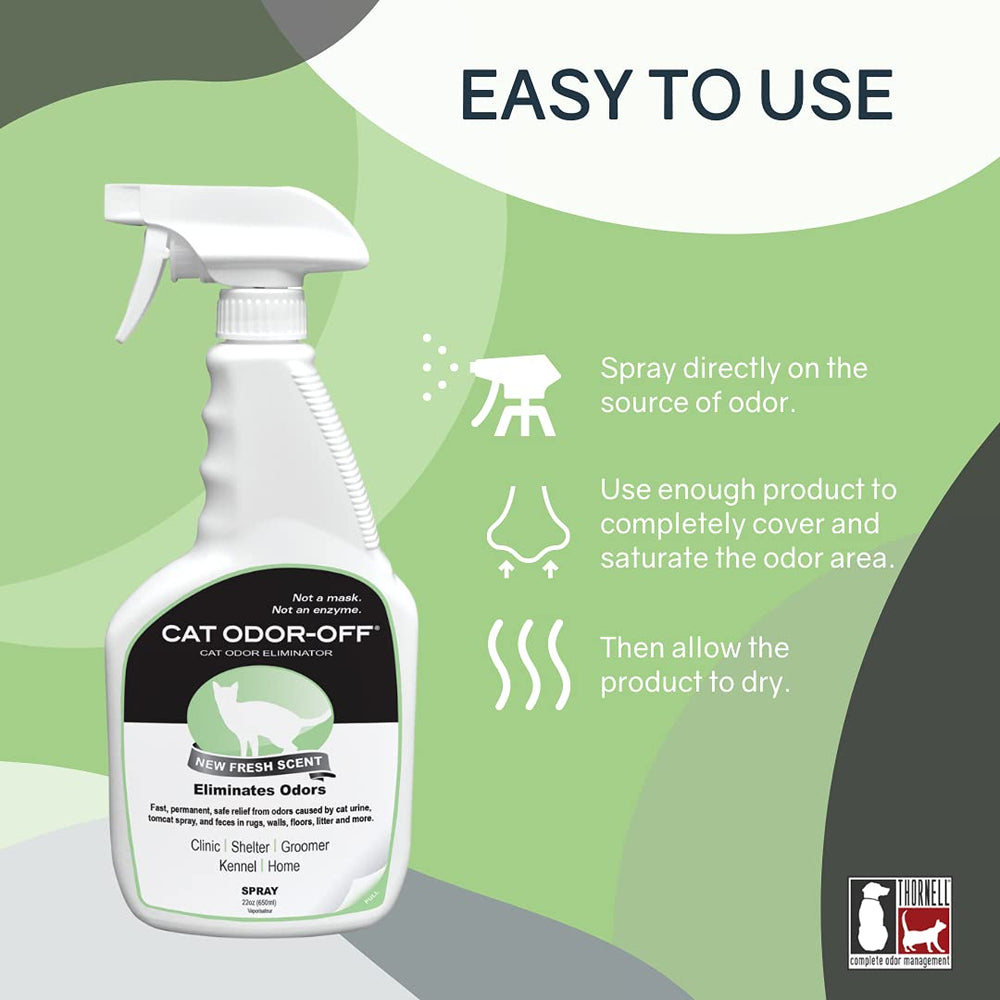 Odorcide Thornell Cat Odor-Off spray-on area targets the odor source