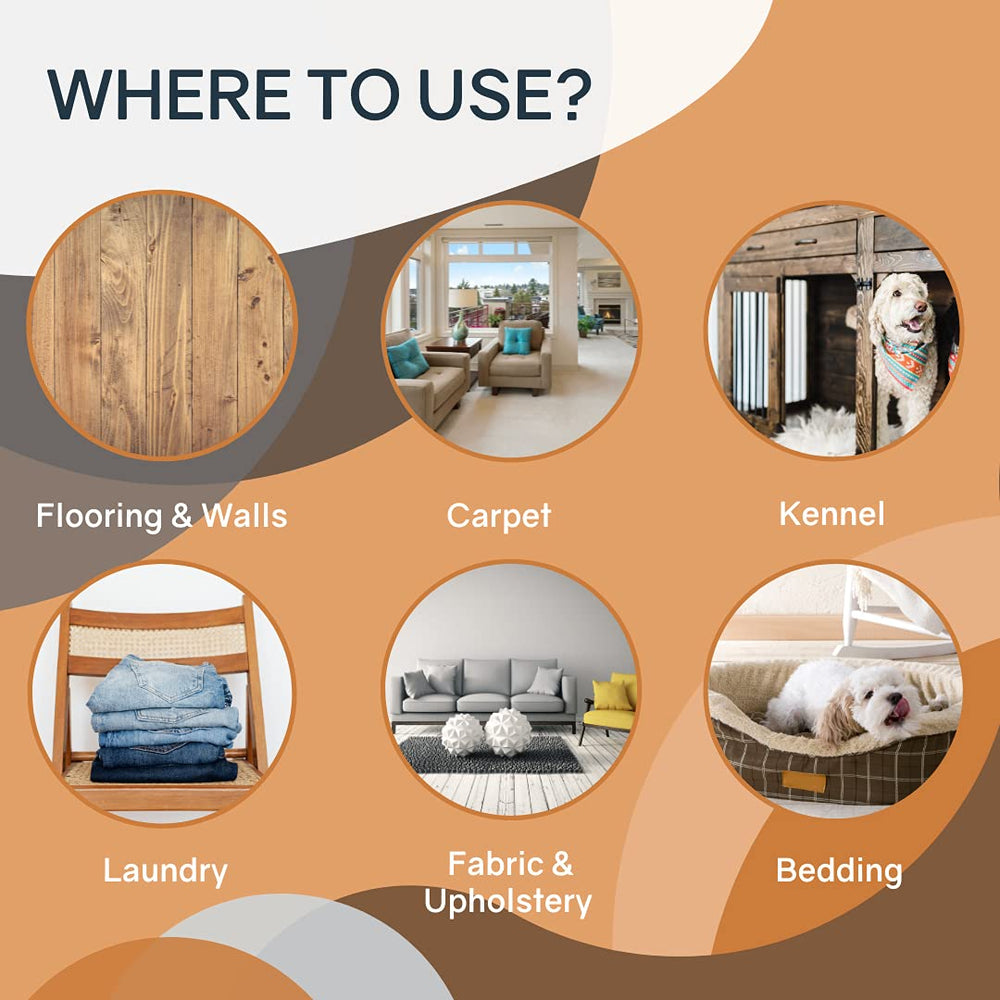 Odorcide Thornell Dog Odor-Off safe use on walls and surfaces after treatment.