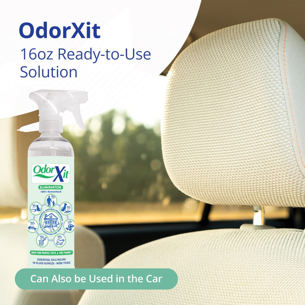 Litter-box area treated with OdorXit for daily odor management.