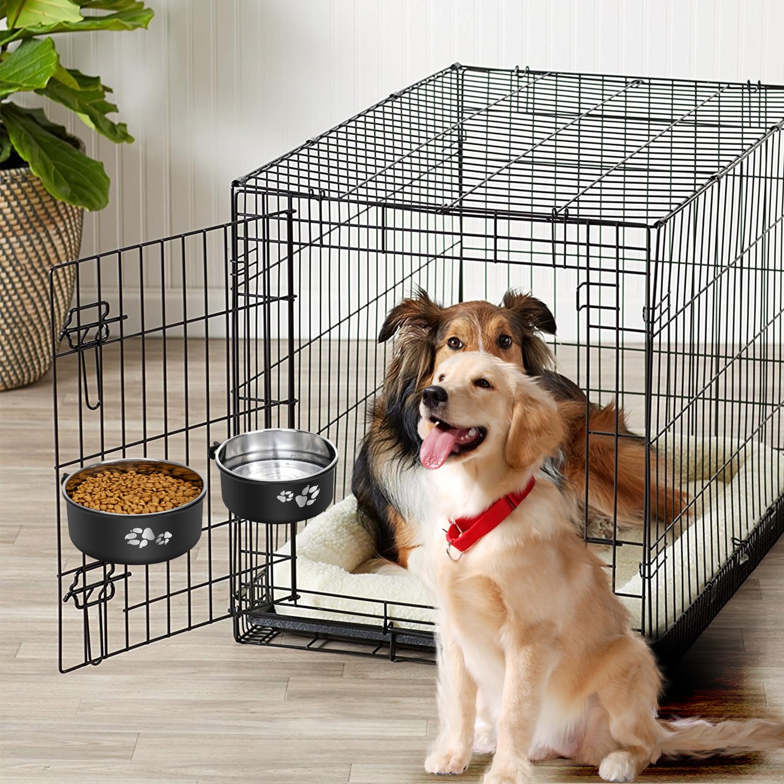 OFFKITSLY two-pack crate bowls for dogs and cats simplifies feeding setup.