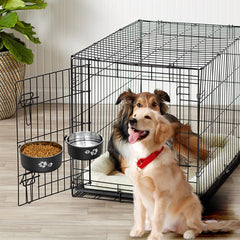 OFFKITSLY two-pack crate bowls for dogs and cats simplifies feeding setup.