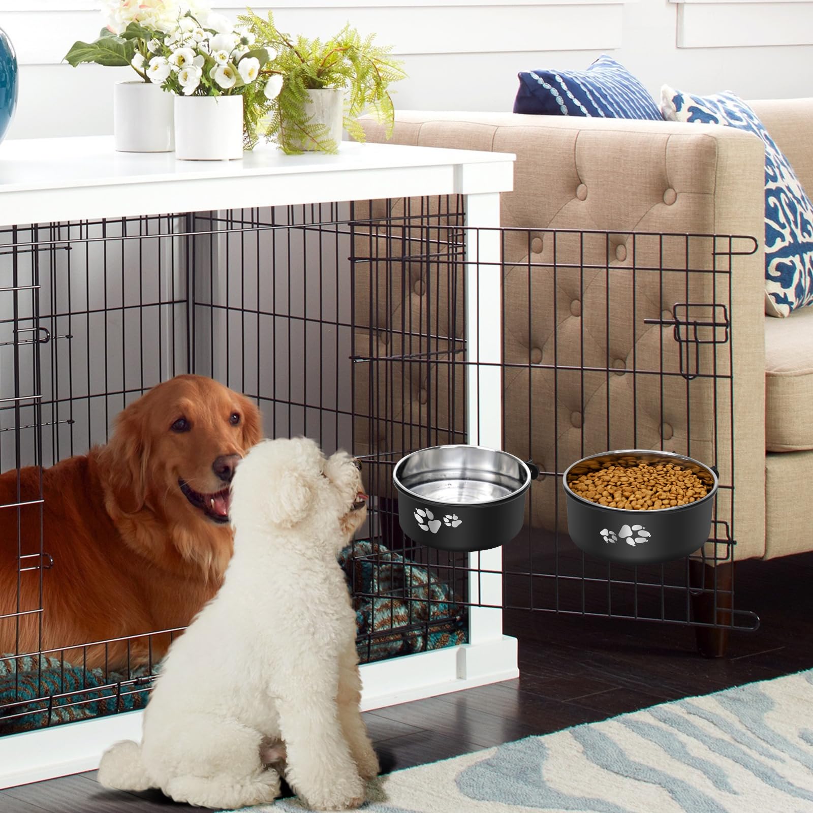 OFFKITSLY versatile bowls suit dogs, cats, and small animals in crates.