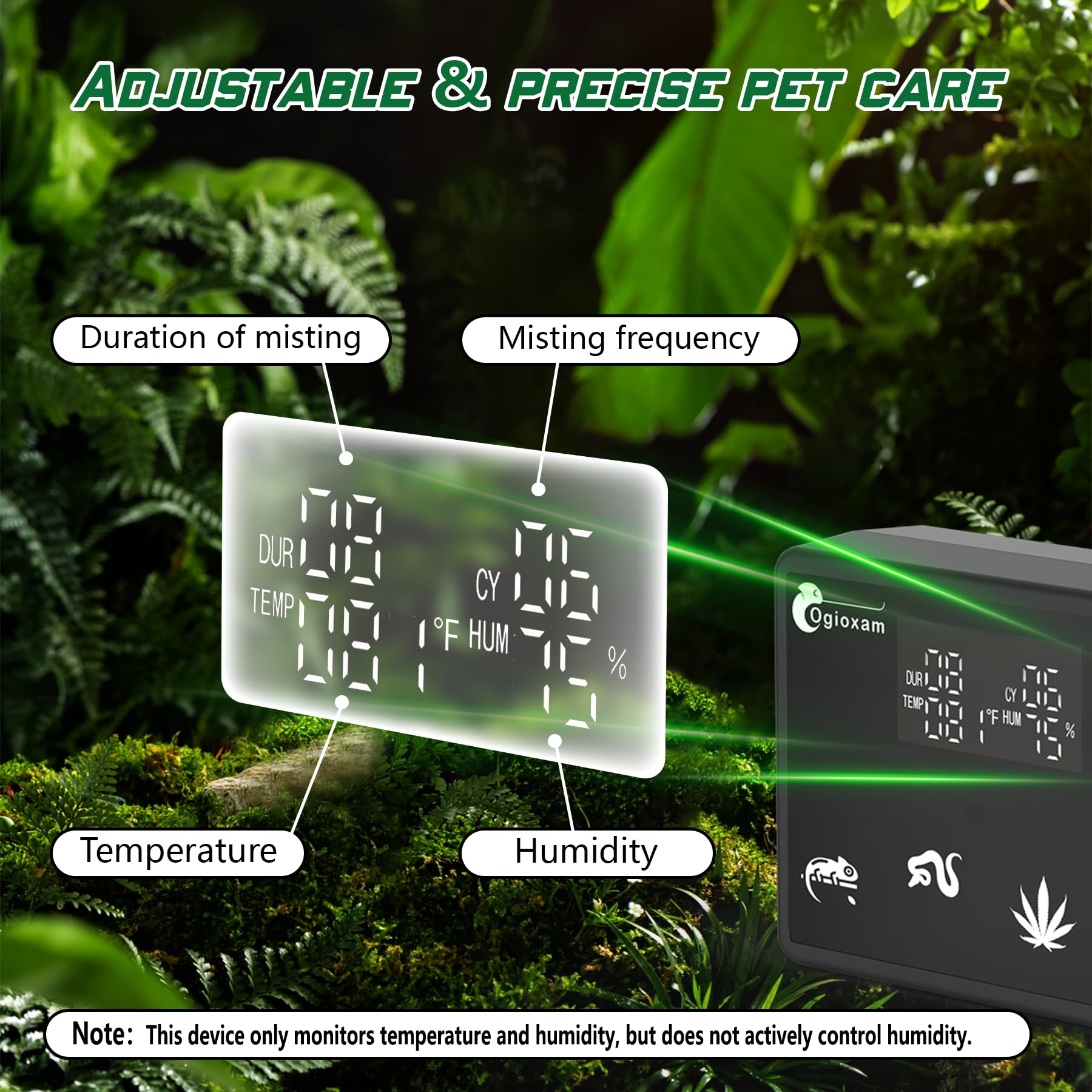 Ogioxam reptile humidifier with silent pump ideal for bedrooms.