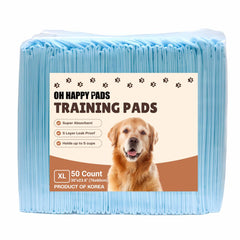 Oh Happy Pads packaging and 50-count box ready for training setup