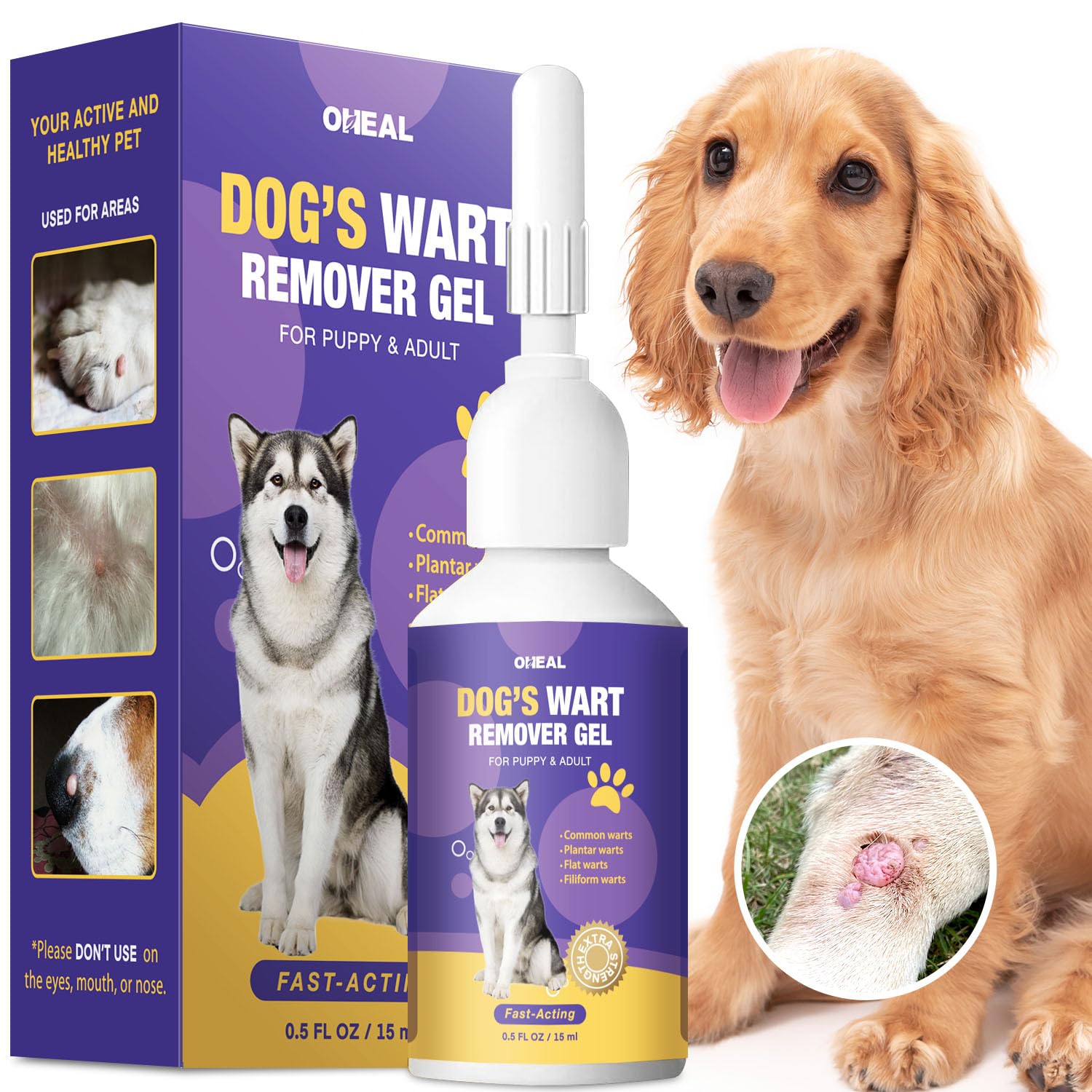OHEAL dog wart remover bottle cap application for at-home treatment