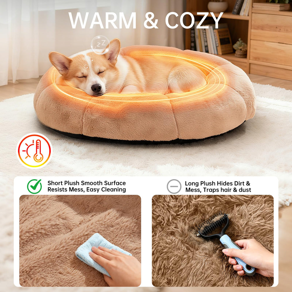 OhGeni Calming Donut Bed foam core visible for joint support and comfortable cushioning.