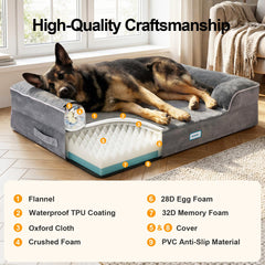 OhGeni dual-layer orthopedic support with memory foam and egg-crate foam cushions joints.