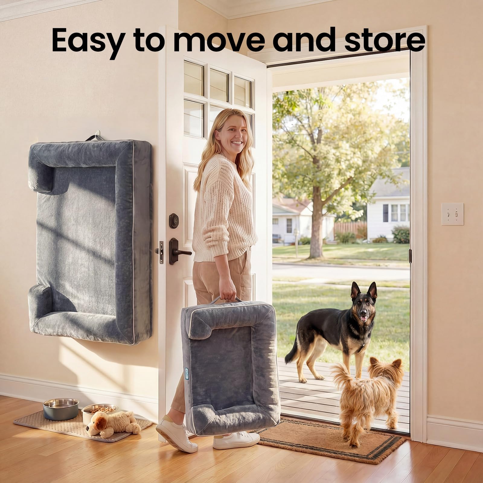 OhGeni gray removable cover on a small pet bed