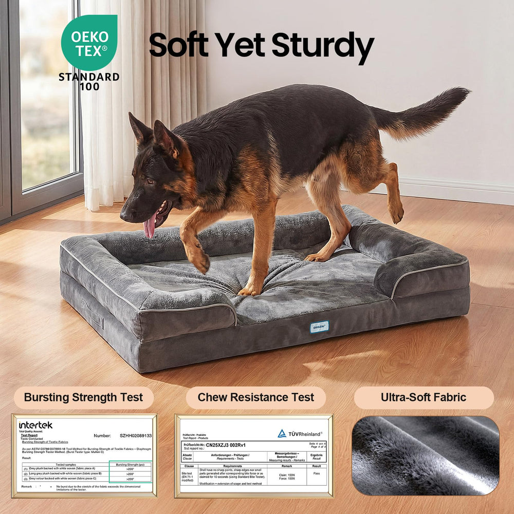 OhGeni machine-washable cover simplifies cleaning after spills.