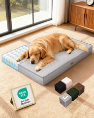 OhGeni memory foam orthopedic dog bed large gray top view showing size and shape