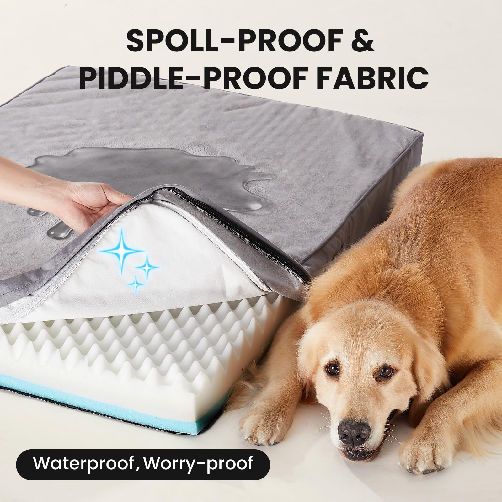 OhGeni memory foam bed reinforced stitching for durability