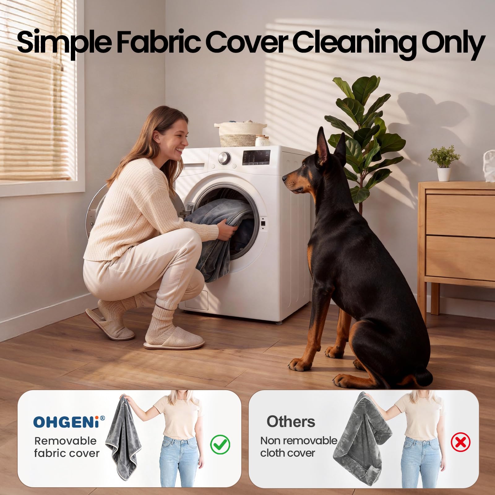 OhGeni non-slip bottom keeps the bed in place on smooth floors