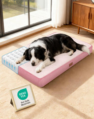 OhGeni orthopedic bed shows egg-crate foam detail supporting joints for targeted comfort.