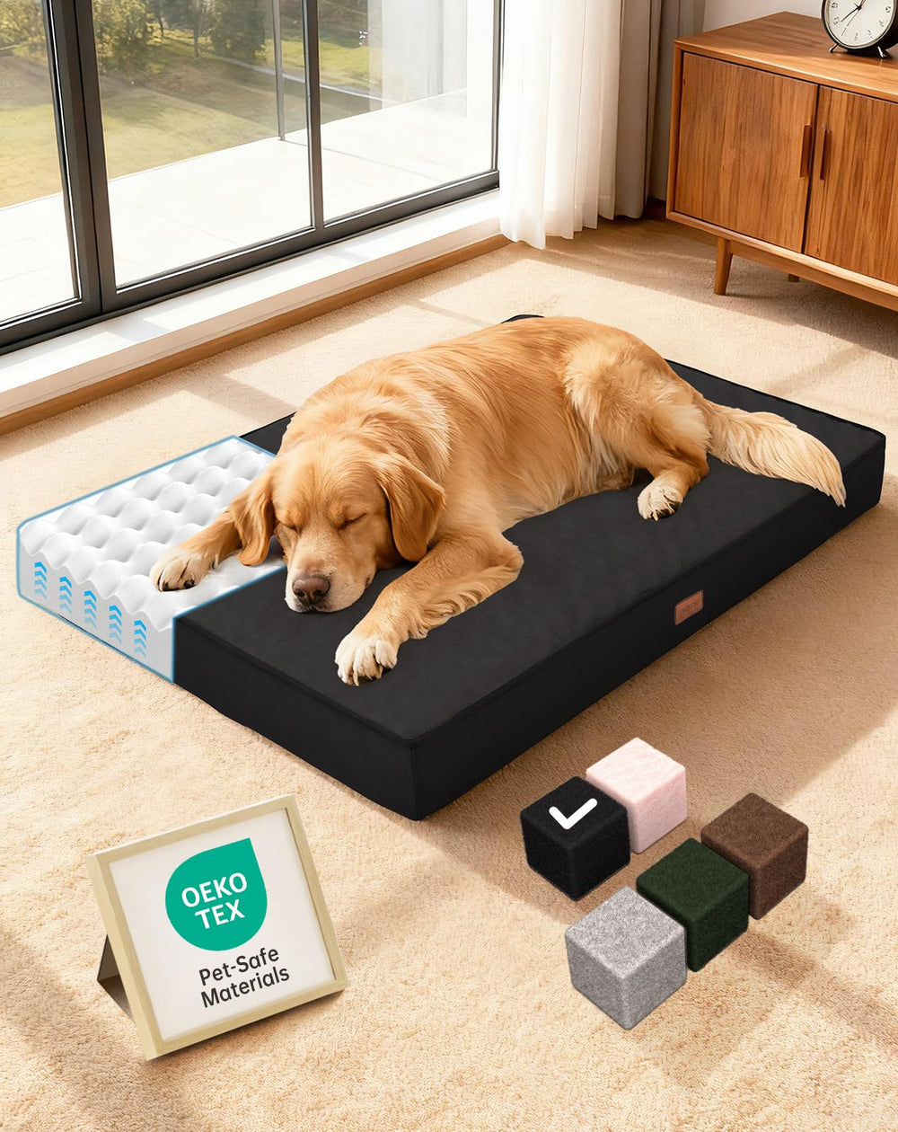 OhGeni Orthopedic Dog Bed 41-inch top view for large dogs.