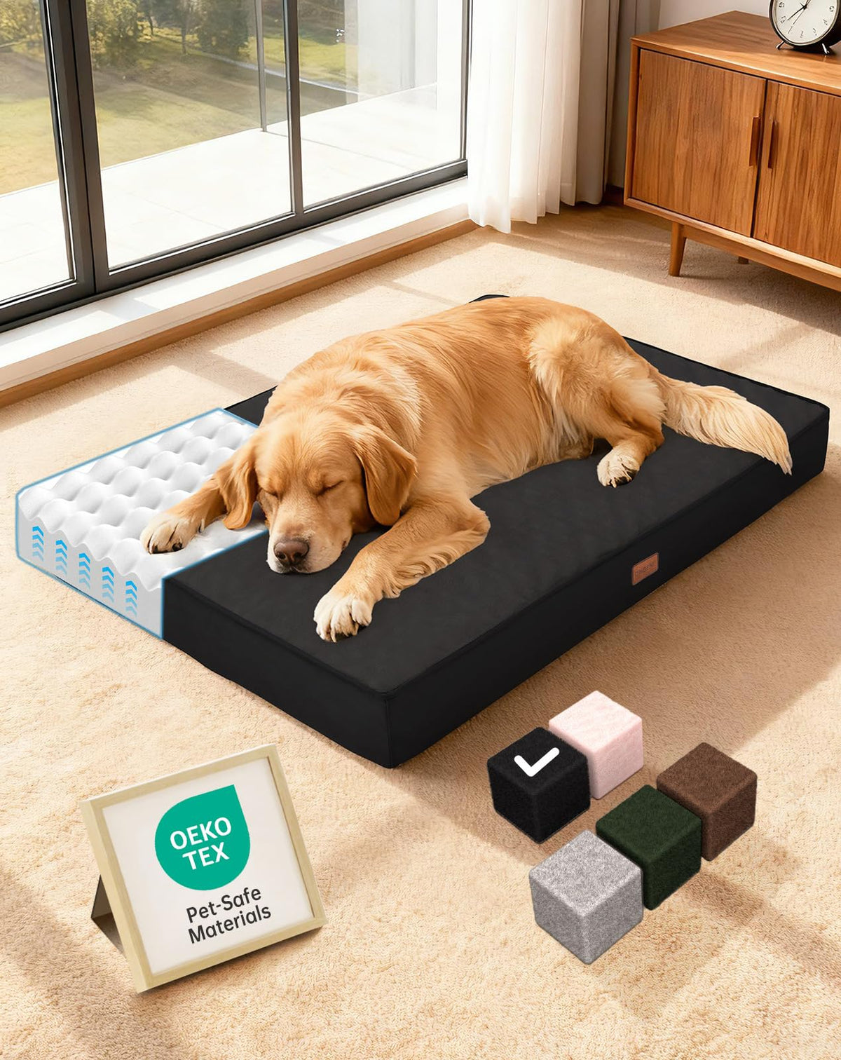 OhGeni Orthopedic Dog Bed 41-inch top view for large dogs.