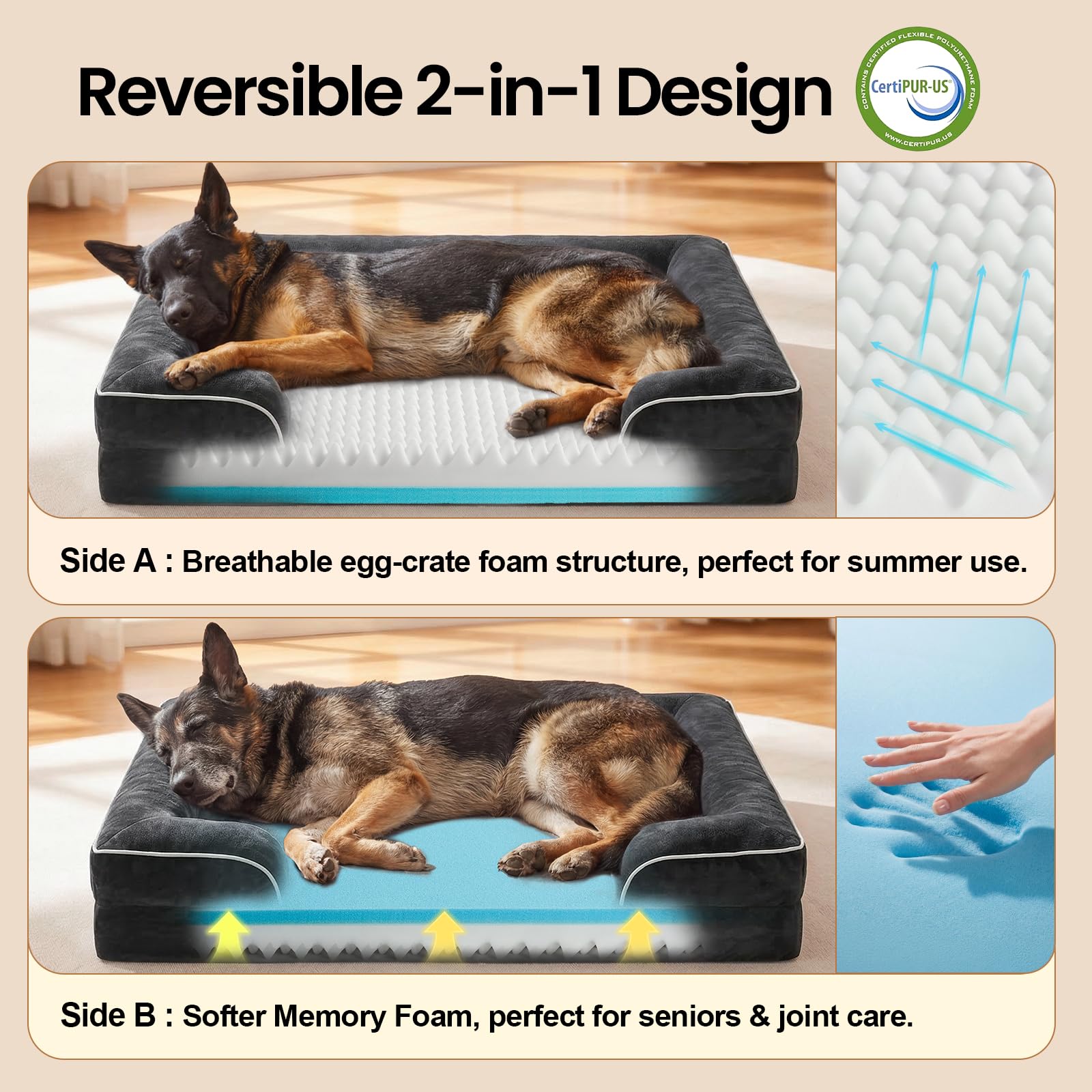 OhGeni egg-crate foam layer for improved airflow and cushioning