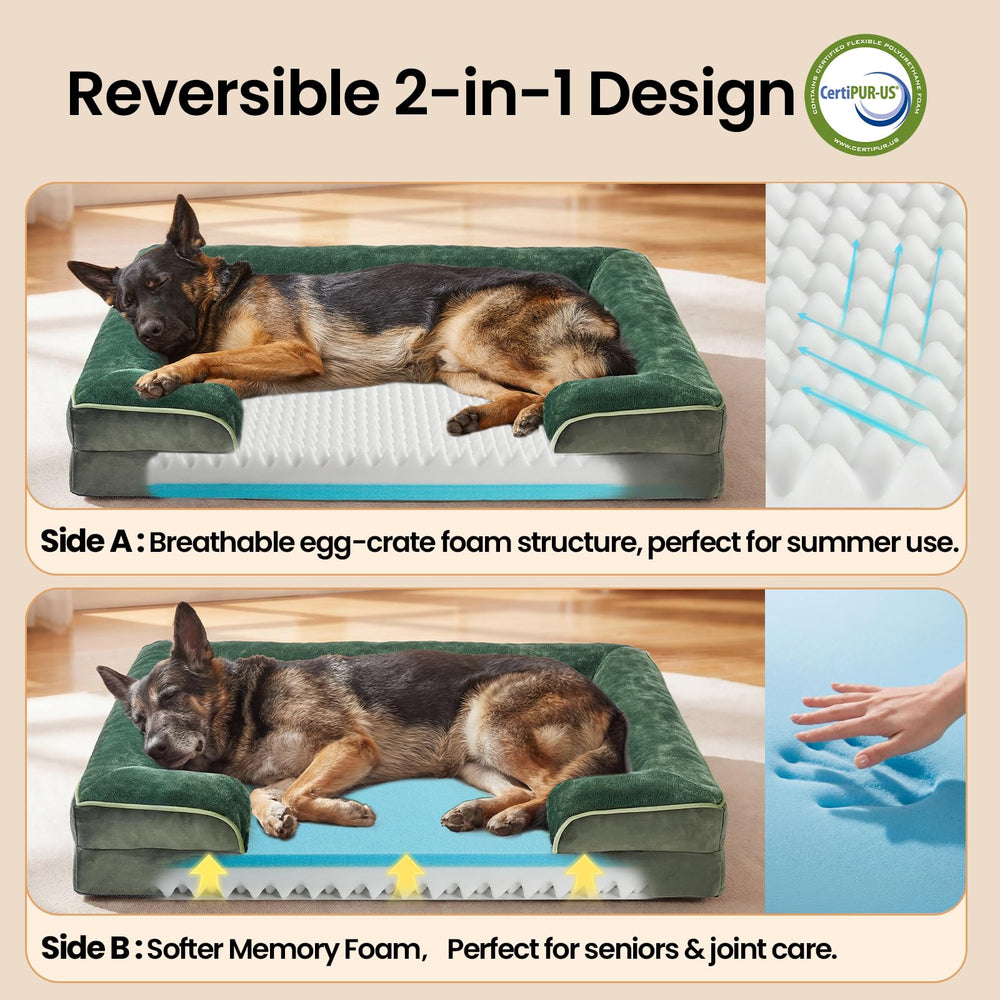 OhGeni egg-crate foam layer view on green bed for breathable support.