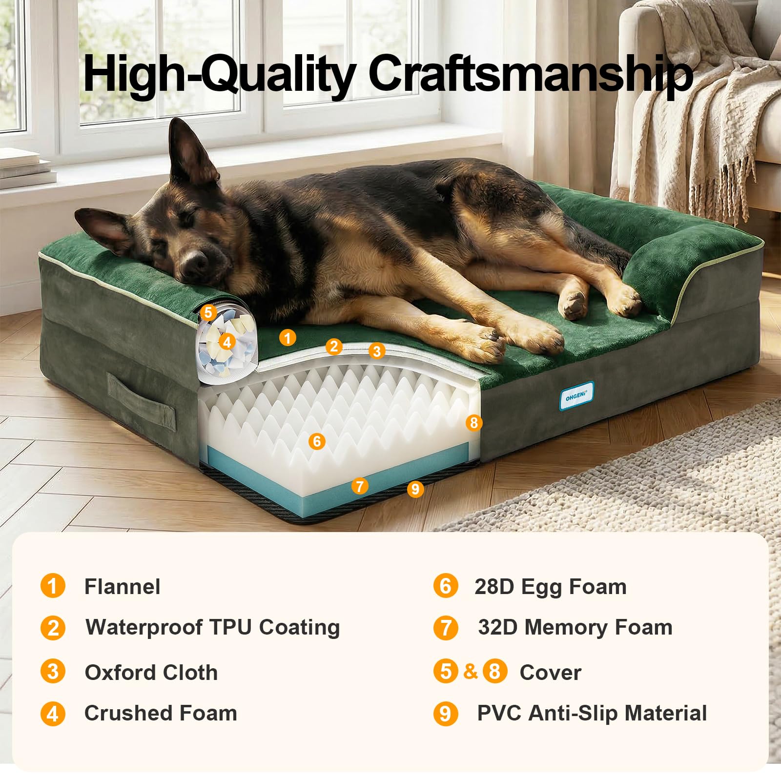 OhGeni large 44-inch bed suited for indoor, outdoor, or car use.