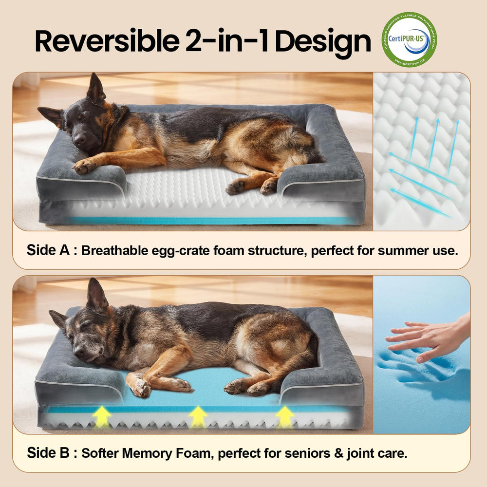 OhGeni Orthopedic Dog Bed Couch non-slip-bottom ensures stable placement on floors.