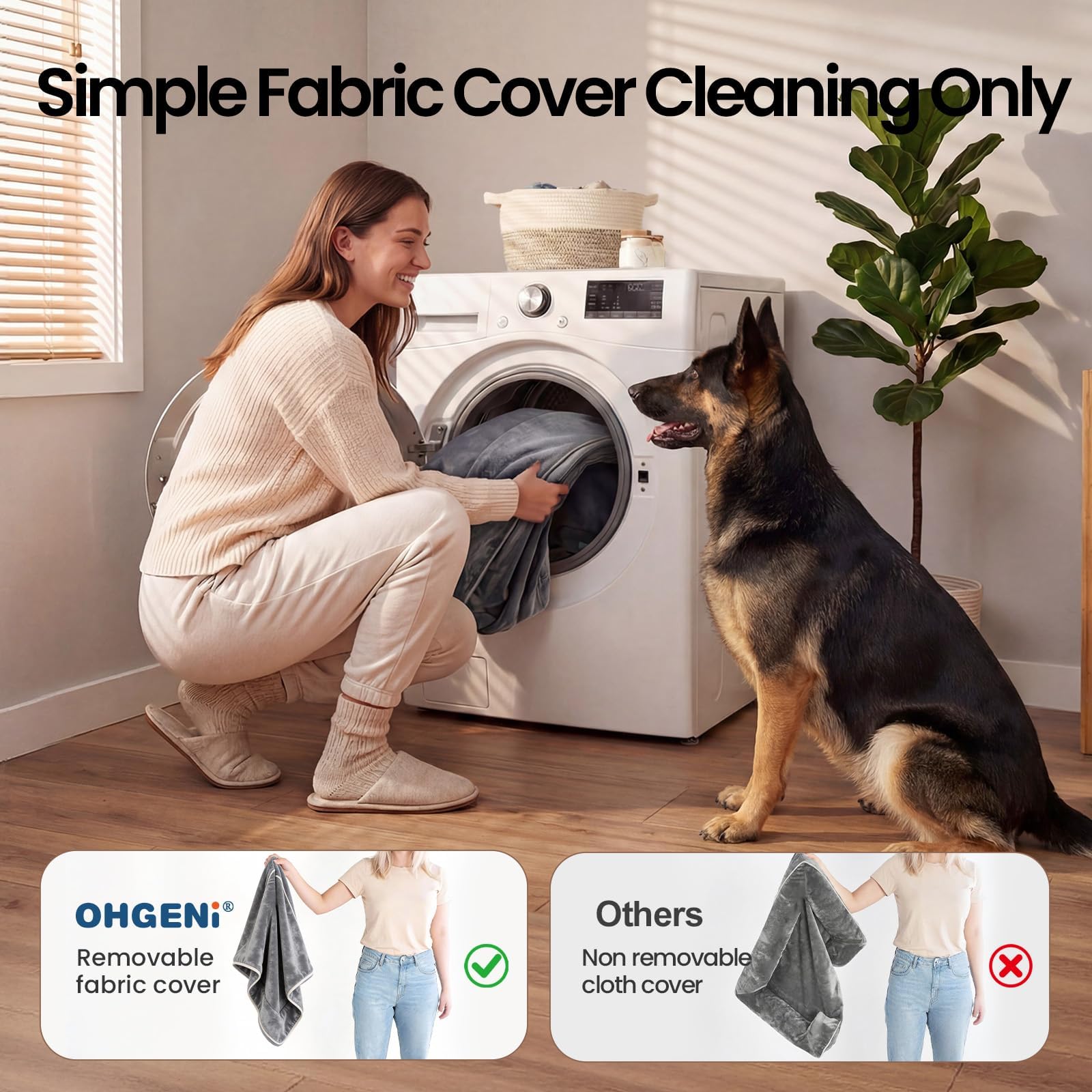 OhGeni Orthopedic Dog Bed Couch bolster-side view highlights secure curling and resting.