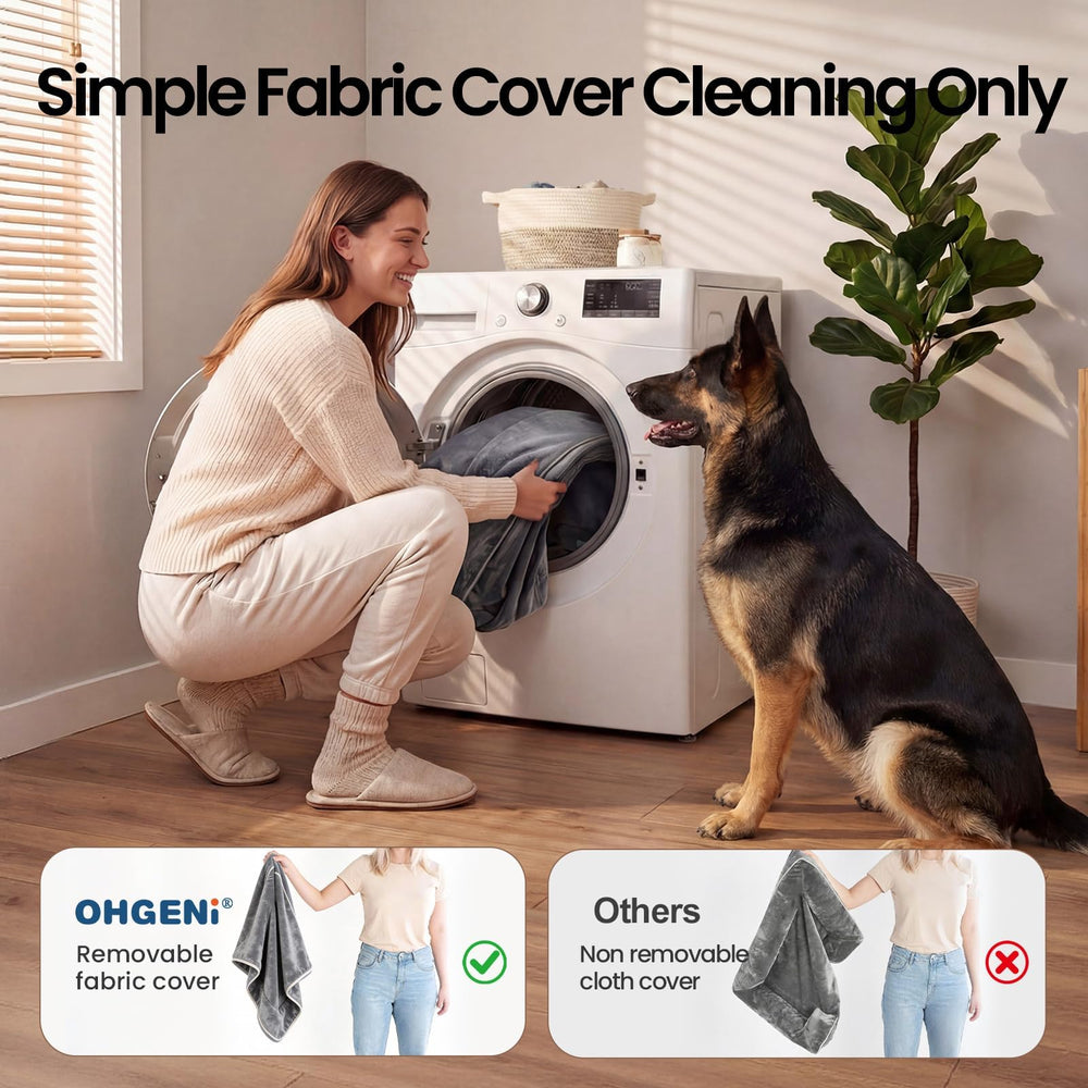 OhGeni Orthopedic Dog Bed Couch bolster-side view highlights secure curling and resting.